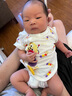 迪迪熊日记（DIDIXIONGRIJI）婴儿衣服夏季薄款短袖男女0-3个月6宝宝包屁三角哈衣纯棉爬服夏装 短袖三角英文兔 59cm适合体重10斤内宝宝 实拍图