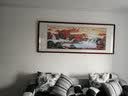 鸿怡轩 山水画办公室客厅新中式装饰国画靠山图挂画沙发背景墙壁画书房 款式三：《鸿运当头》 六尺实木装框：225*88cm【有机玻璃】 实拍图