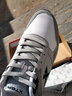 特步男鞋跑步鞋子男秋冬季皮面运动休闲鞋复古防滑耐磨旅游轻便慢跑鞋 灰白-067 44 实拍图