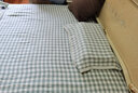 双鹤亚麻 亚麻凉席三件套 夏季亚麻凉席床单 儿童席子空调席可机洗可折叠 绿色格子（配枕套）雨露麻加厚 1.5米床适用 (实发 180cm*210cm ) 实拍图