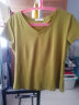 艾路丝婷夏装新款T恤女短袖上衣韩版修身体恤TX3560 军绿色V领 2XL 实拍图