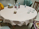 圆桌桌布防水防油免洗防烫圆桌圆形家用pvc餐桌布大茶几台布 橘色小格子 140cm圆形 实拍图