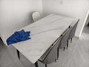 曼丘岩板餐桌家用轻奢现代简约小户型饭桌客厅长方形大理石餐桌椅组合 哑光白12mm（一桌四椅） 1.6m *宽80cm 实拍图