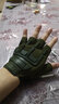 华臣羊半指手套男运动户外格斗秋冬季健身登山防滑骑行露指战术手套 军绿色 均码 实拍图