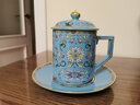 Gao Chun Ceramics 高淳陶瓷珐琅彩高端骨瓷高温色釉茶杯咖啡家用带盖办公会议杯 景泰蓝新龙杯 实拍图