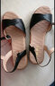奥康（Aokang）女鞋坡跟一字带凉鞋牛皮舒适日常休闲外穿妈妈鞋T666688810黑40码 晒单实拍图