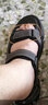回力凉鞋男2025冬季男士运动休闲户外轻便软底外穿沙滩鞋透气防滑鞋子 黑色-皮 43 实拍图