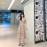 佰蓝娇2025夏季女装新款时尚洋气质高级感碎花连衣裙小个子雪纺裙子夏天 粉色花 XL （推荐115-125斤） 实拍图