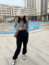 蝗裳一族【高质量】休闲裤女裤子秋冬新款卫裤女士运动裤女宽松束脚哈伦裤 黑色加长（加绒） L （110-125斤） 实拍图