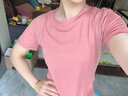瑜伽少女夏季运动套装女健身瑜伽服服户外运动训练速干衣跑步服薄款 粉色(上衣+短裤) XL(125-140斤) 实拍图
