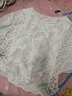亚贝梵很仙的镂空纯棉蕾丝衫女五分袖2021夏季新款宽松显瘦洋气小衫衣 白色 XL 实拍图