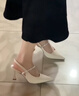 沐霓气质凉鞋配裙子白色高跟鞋女2025年女鞋法式水钻尖头细跟单鞋 米白色8CM【38码】 实拍图