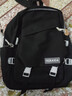 酷咖书包女生初高中大学生双肩背包小学生韩版简约帆布可爱大容量 黑色大号（带鸭子挂件+带徽章） 实拍图