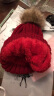 帽子女冬季韩版毛线帽仿貉子毛球冬天加绒加厚保暖学生护耳套头针织帽冬帽可爱 深红色 通码 实拍图