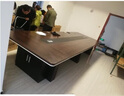 黎富办公家具大型会议桌长桌椭圆形培训桌圆角开会办公桌板式长方形公司简约会议室桌椅组合 柚木色 1.8*0.9米会议桌 实拍图