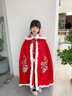 安妮优儿女童汉服冬款拜年服女宝中国风2026新款古装过年冬季儿童新年唐装 红色披风 110 实拍图