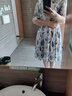 颜域短袖圆领真丝连衣裙女夏新款显瘦宽松高端印花桑蚕丝裙子 蓝花 L 实拍图
