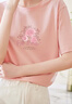 品彩（PinCai）短袖t恤女夏季玫瑰撞印花时尚优雅宽松圆领上衣 P144T1657 实拍图