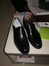 沙驰（SATCHI）男鞋新品男士皮鞋简约套脚商务正装鞋真皮头层牛皮舒适圆头德比鞋 黑色单鞋款 42 实拍图