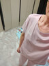 曲果（QUGUO）品牌睡衣女士春夏季短袖七分裤RC莫代尔女款夏天薄款冰丝感家居服 6692暖粉 L 【建议100-120斤】 实拍图
