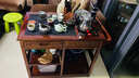 墨空乌金石茶车实木可移动带轮茶台水柜功夫茶桌小号阳台泡茶桌侧边柜 刚花荷韵抽屉茶车电茶炉加盖板 实拍图
