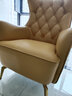 牧席欧式单人沙发椅客厅美式设计师卧室椅子小沙发酒店公寓轻奢老虎椅 10-黄色超纤皮【带腰枕】 实拍图