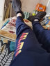 KELME /卡尔美 运动收腿裤男女春夏复古针织长裤跑步训练收口裤子男3881350 藏青（金红LOGO) 2XL 实拍图