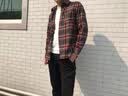 花花公子衬衫男春秋夏季新款百搭工装宽松长袖男士外套帅运动休闲衬衣男装 红灰 L 实拍图