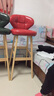 阿雨生活（Aulife） 美式实木创意时尚吧台椅 现代简约欧式复古高脚靠背高吧椅 家用吧台酒吧椅子 78原木架-火山红 实拍图
