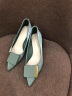 达芙妮（DAPHNE）单鞋女皮鞋夏夏季新款尖头浅口豆豆鞋低跟粗跟婚鞋玛丽珍复古 绿色 跟高2.5cm 37 标准码 晒单实拍图