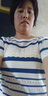 记述T恤女短袖春装夏新款宽松显瘦百搭针织薄款款打底衫时尚气质 条纹宝蓝 M # 实拍图