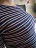 短款条纹t恤女短袖新款学生潮上衣修身女士高腰紧身体恤春夏秋 深蓝色 均码 实拍图
