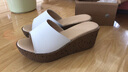 百林猴拖鞋女外穿夏夏季软皮时尚一字拖厚底高跟坡跟女士大码防滑凉拖鞋 白色 38 实拍图