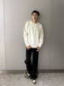 卡宾（CABBEEN）【创意棋盘格】男装提花针织衫2024秋冬新款宽松休闲情侣毛衣 米白色12 XL /180/52 实拍图