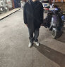 威登羊夹棉连帽呢子外套男中长款毛呢夹克大衣男秋冬季加厚黑色衣服男装 黑色夹克【单件】 3XL (190) 195-230斤 实拍图