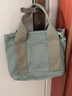 K兔手提包女多功能帆布单肩收纳包袋日系文艺便当包简约休闲帆布小包 绿色小号（单肩款） 实拍图