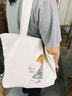 察今牛津布手提包女2024新款学生装书袋大容量夏天上班通勤单肩帆布包 草帽女孩-白色 实拍图