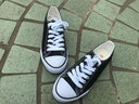 人本黑色帆布鞋女2024春季新款韩版ulzzang学生百搭ins情侣潮鞋子 黑色-（偏大，建议拍小一码） 38 实拍图