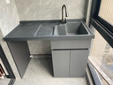 希尚可定制洗衣机柜加厚蜂窝铝切角阳台柜滚筒洗衣机伴侣石英石洗衣柜 125cm灰色右盆【白盆备注】 实拍图