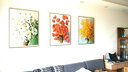 MONADIY客厅装饰画沙发背景墙三联画现代简约山水风景壁画卧室餐厅挂画 04 优雅绽放（三幅组合） 拉丝银框 60*80cm PS框+油布 实拍图