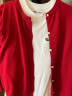 皮尔卡丹（pierre cardin）羊毛开衫女短款纯色外搭针织衫早秋宽松外穿气质毛衣外套羊绒打底 酒红色  M 95-110斤 晒单实拍图