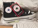 匡威（Converse）帆布运动板鞋 ALL STAR HI高帮休闲鞋 经典男女全明星 日本直邮 BK-黑色 22.5 实拍图