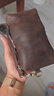 BARNOROO手拿包牛皮疯马皮复古长款男士钱包真皮手抓包大容量手拎皮夹包 疯马皮深棕色（偏硬实材质） 小包 实拍图