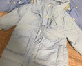 茵曼（INMAN）冬女装新款简约连帽毛领长款羽绒宽松长袖长款九江轻暖羽绒服外套 灰蓝色 M 实拍图