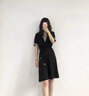 燕浔短袖连衣裙2025夏季新款女装韩版收腰显瘦衬衫裙休闲通勤裙子女夏 藏青色 M 建议90-105斤 实拍图