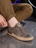 七匹狼男鞋秋冬季新款男士工装鞋头层牛皮板鞋一脚蹬鞋子复古休闲鞋 卡其7971 42 -尺码偏大 实拍图