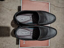 强人商务休闲男鞋通勤皮鞋头层牛皮一脚蹬驾车鞋 JDA351049 黑色 40码 实拍图