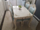 御尊匠心欧式大理石餐桌实木椅子组合长方形奢华家用高档雕花白色经济型 1.3米印花理石桌+4把经典椅 实拍图