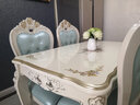 御尊匠心欧式大理石餐桌实木椅子组合长方形奢华家用高档雕花白色经济型 1.3米印花理石桌+4把经典椅 实拍图