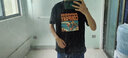 雅鹿短袖T恤男纯棉韩版潮流宽松大码透气打底衫青少年学生夏天休闲t恤 黑/小伙伴 XL （重140-150斤高170-175） 实拍图